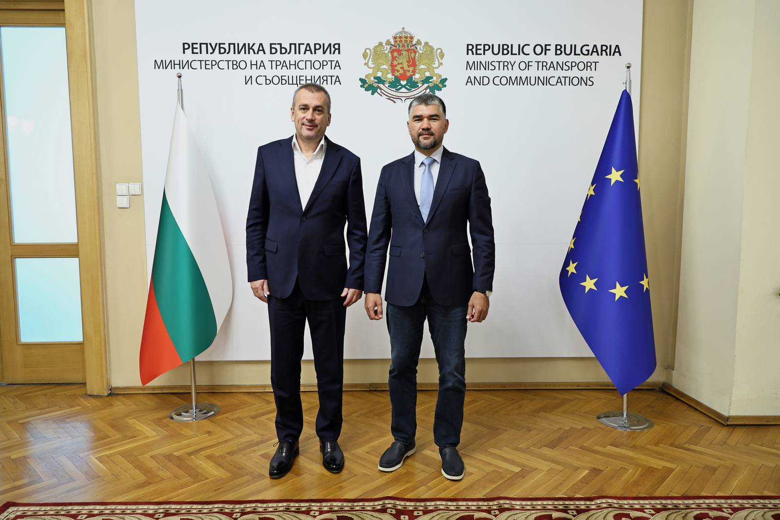 Срещата на министъра на транспорта и съобщенията Георги Пеев с генералния секретар на Постоянния секретариат на Междуправителствената комисия ТРАСЕКА Жасурбек Чориев
